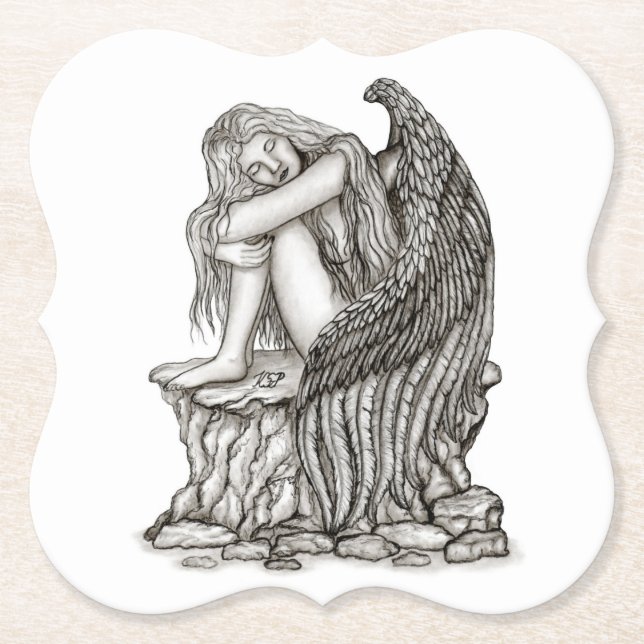 A sleeping Angel on the Stone Paper Coaster (Front)