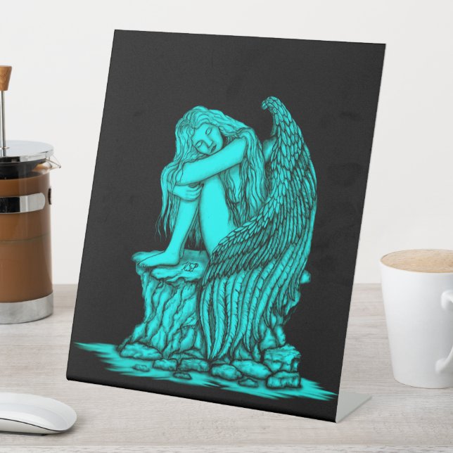 A sleeping Angel on the Stone Pedestal Sign (In SItu)