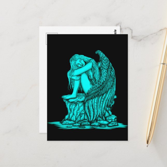 A sleeping Angel on the Stone Postcard (Front/Back In Situ)