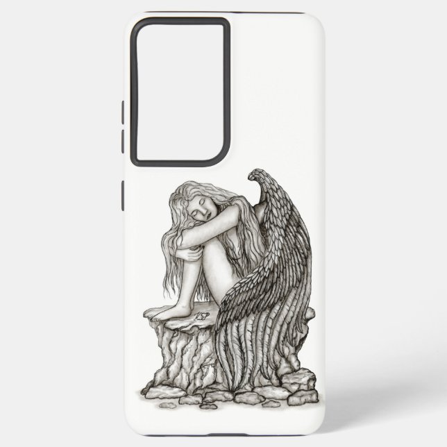 A sleeping Angel on the Stone Samsung Galaxy S21 Ultra Case (Back)
