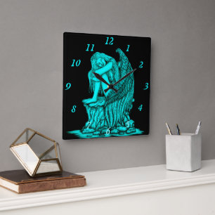 A sleeping Angel on the Stone Square Wall Clock