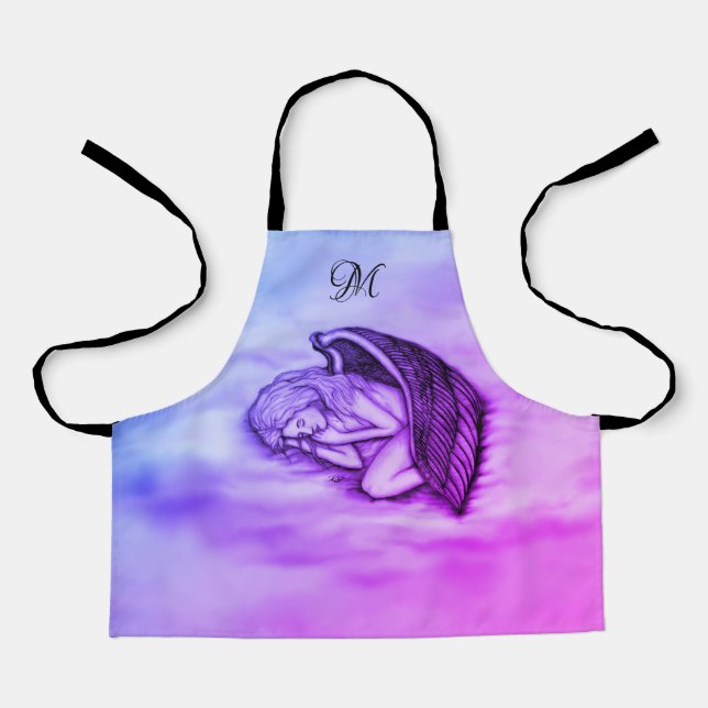 A sleeping Angel , personalise own Monogram Apron (Front)