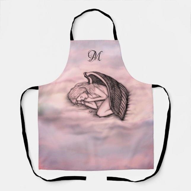 A sleeping Angel , personalise own Monogram Apron (Front)