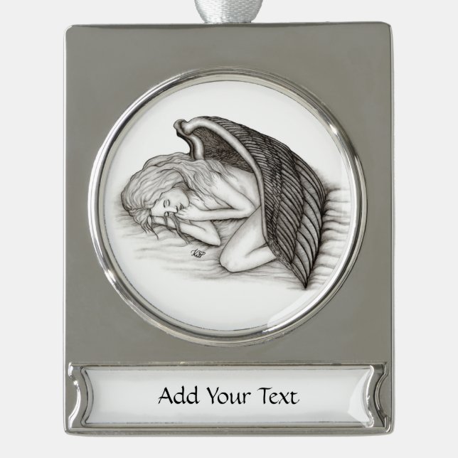 A sleeping Angel Silver Plated Banner Ornament (Front)
