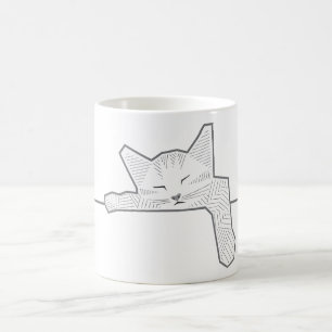 A sleeping cat coffee mug