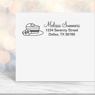 A Slice of Cake on a Plate Address Self-inking Stamp