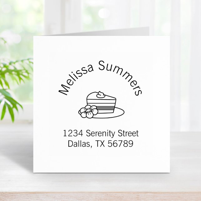 A Slice of Cake on a Plate Arch Address Rubber Stamp (Creator Uploaded)