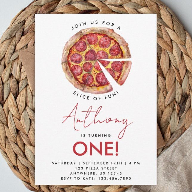 A Slice of Fun 1st Birthday Pizza Invitation (Creator Uploaded)