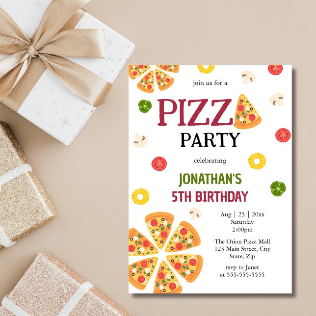A Slice Of Fun Pizza Party Kids Birthday Invitation (Creator Uploaded)
