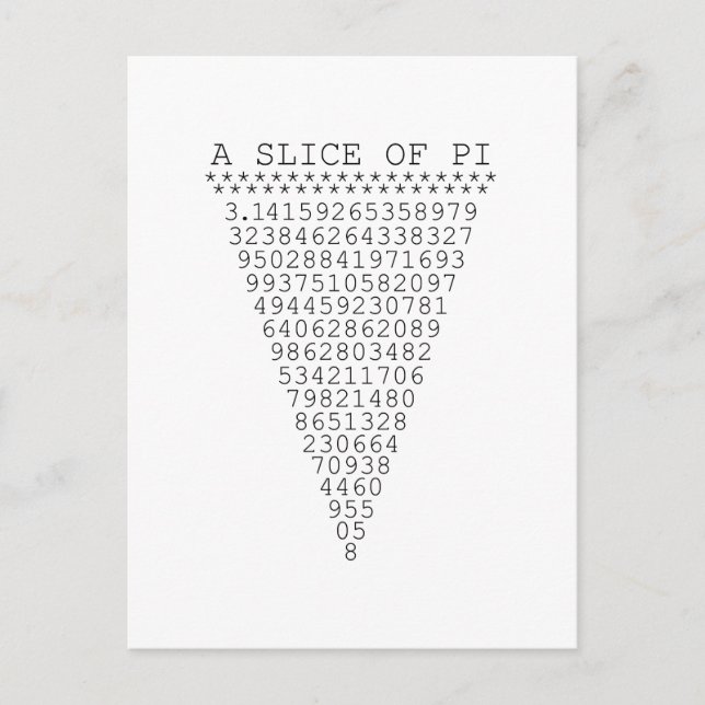 A Slice of Pi Digits Postcard (Front)