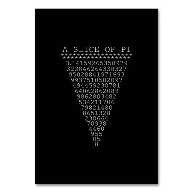 A Slice of Pi Digits Table Number (Front)
