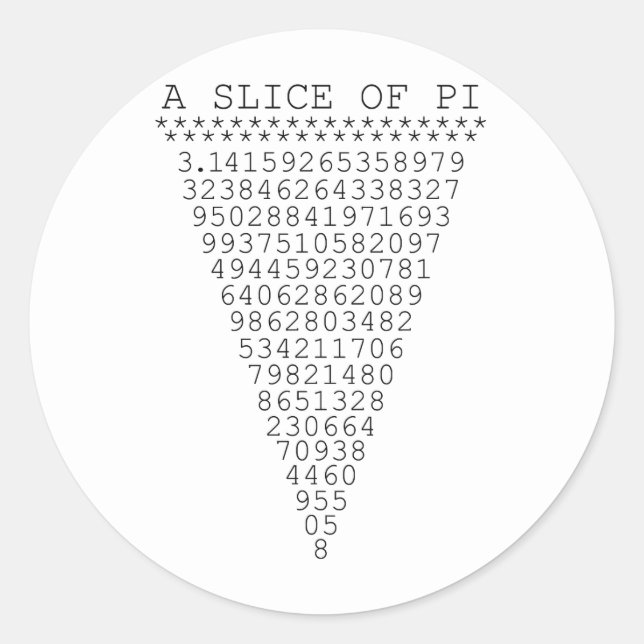 A Slice of Pi Numbers Classic Round Sticker (Front)