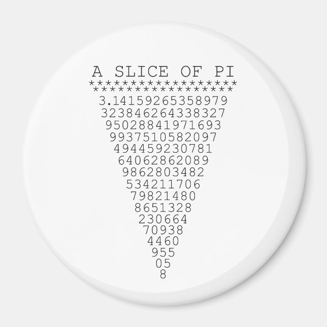 A Slice of Pi Numbers Magnet (Front)