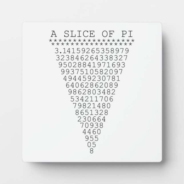 A Slice of Pi Numbers Plaque (Front)