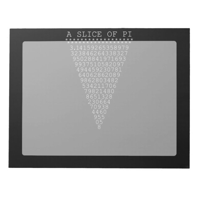 A Slice of Pi Typography Notepad (Front)