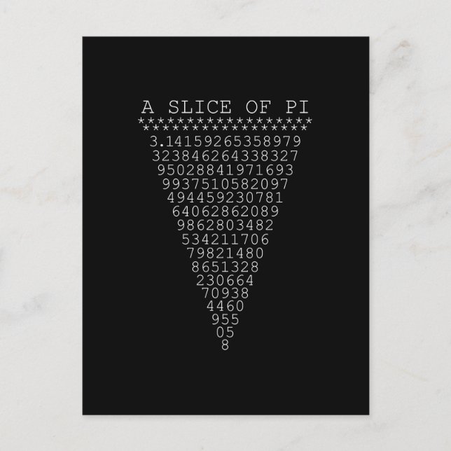 A Slice of Pi Typography Postcard (Front)
