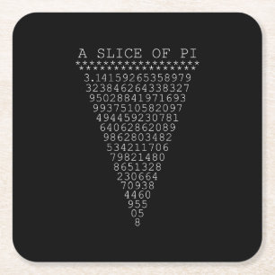 A Slice of Pi Typography Square Paper Coaster