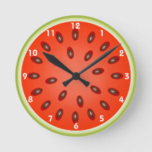 A Slice of Red Watermelon Round Clock