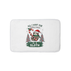 A Sloth For Christmas. Cute, Christmas Sloth With Bath Mat