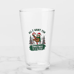 A Sloth For Christmas. Cute, Christmas Sloth With  Glass
