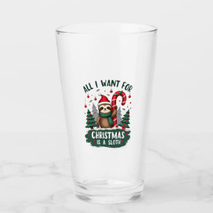 A Sloth For Christmas. Cute, Christmas Sloth With  Glass