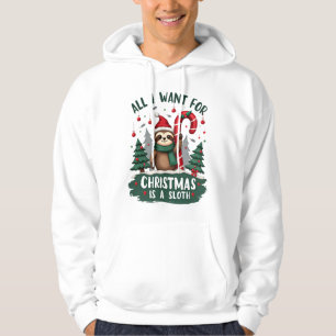 A Sloth For Christmas. Cute, Christmas Sloth With Hoodie