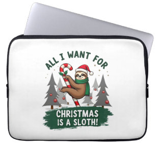 A Sloth For Christmas. Cute, Christmas Sloth With Laptop Sleeve