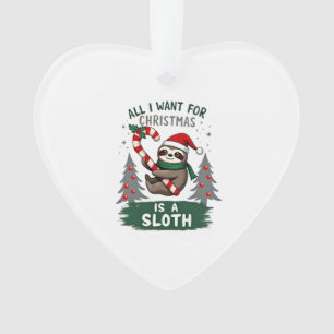 A Sloth For Christmas. Cute, Christmas Sloth With Ornament