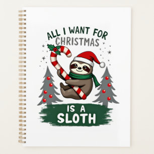 A Sloth For Christmas. Cute, Christmas Sloth With  Planner