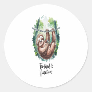 A Sloth Wild Animal Tired Classic Round Sticker