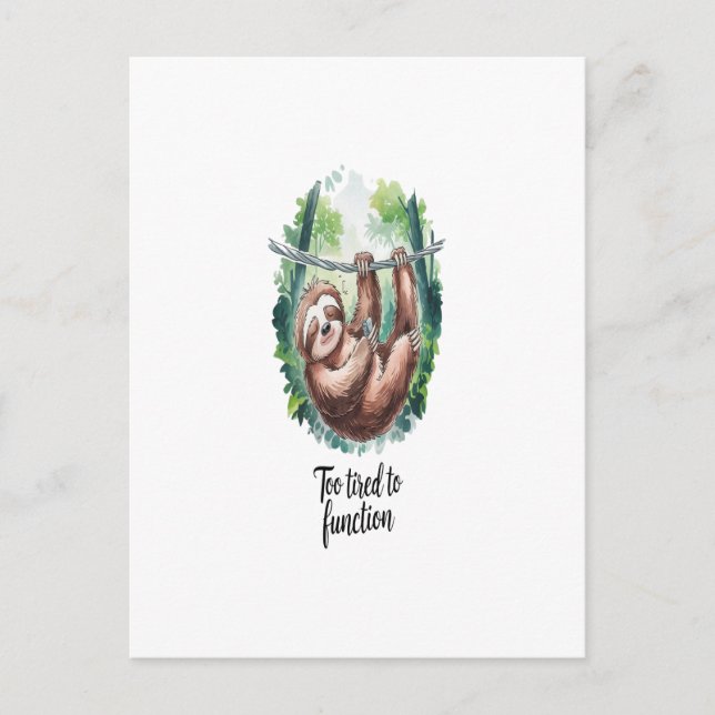 A Sloth Wild Animal Tired Postcard (Front)