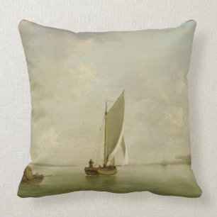 A Smack Under Sail in a Light Breeze in a River, c Cushion
