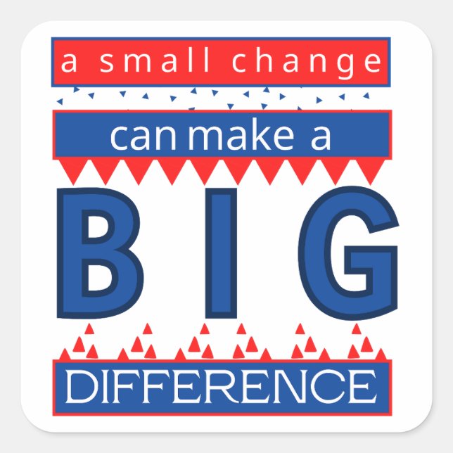 A Small Change Can Make a Big Difference Square Sticker (Front)