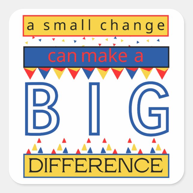A Small Change Can Make a Big Difference Square Sticker (Front)