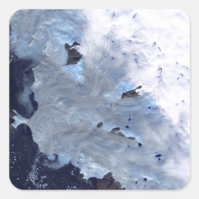 A small field of glaciers surrounds Baffin Bay Square Sticker (Front)