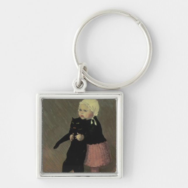 A Small Girl with a Cat, 1889 Key Ring (Front)