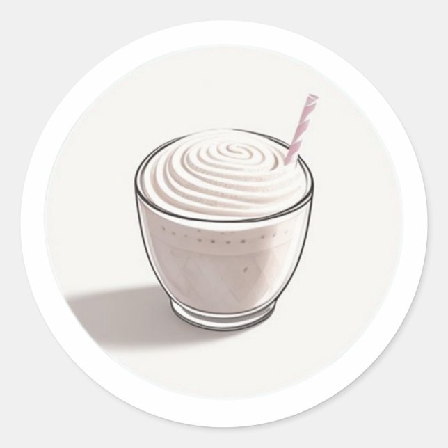 A Small Glass of Vanilla Milkshake Classic Round Sticker (Front)
