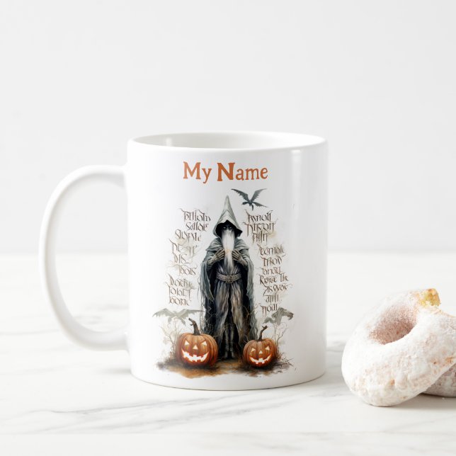 A small gnomo Wizard: Halloween Personalized Cup (With Donut)