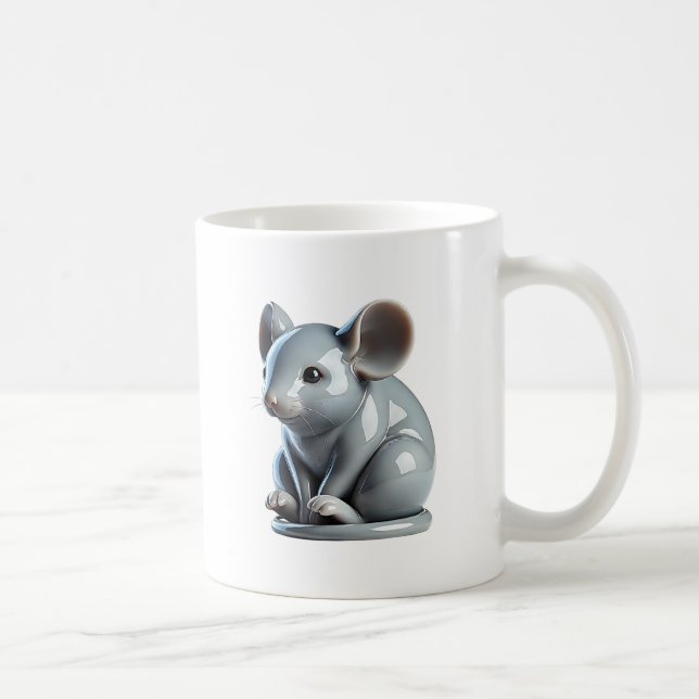 A small gray mouse with a 3D appearance. Coffee Mug (Right)