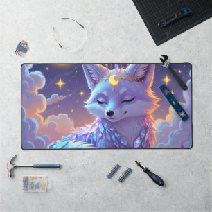 A small Star Whisper Moonlit Fox sleeping peaceful Desk Mat