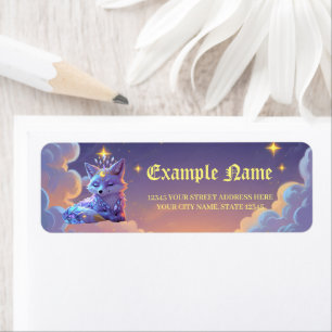 A small Star Whisper Moonlit Fox sleeping peaceful Return Address Label
