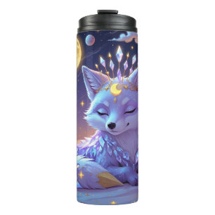 A small Star Whisper Moonlit Fox sleeping peaceful Thermal Tumbler
