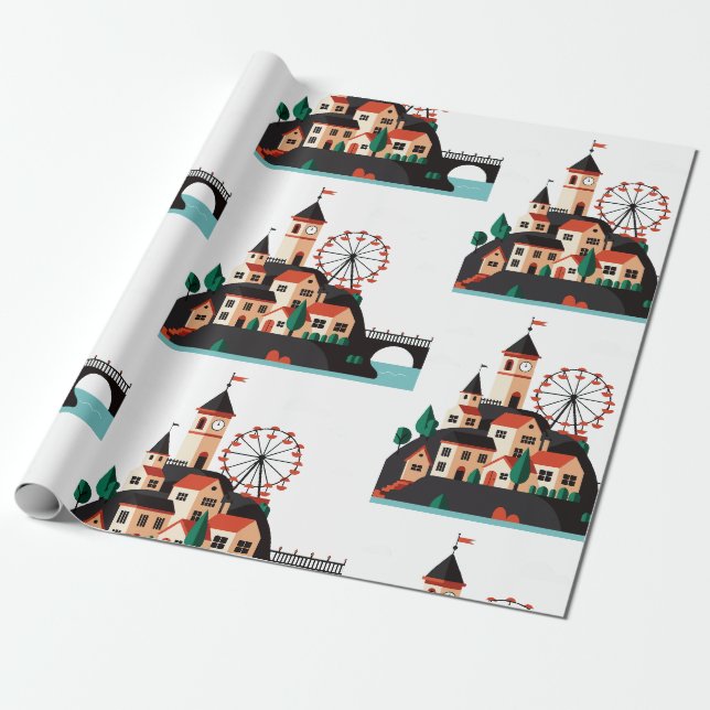 A small town with a Ferris wheel Wrapping Paper (Unrolled)