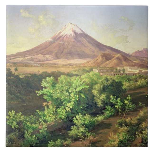 A Small Volcano in Mexican Countryside, 1887 (oil Ceramic Tile (Front)