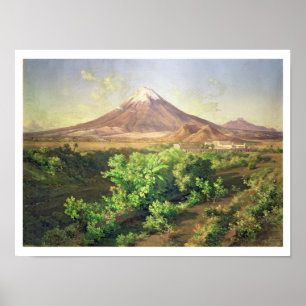 A Small Volcano in Mexican Countryside, 1887 (oil Poster