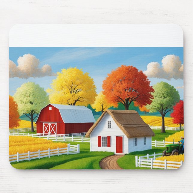 A small white, thatched roof cottage mouse pad (Front)