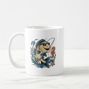 a smiling fish coffee mug