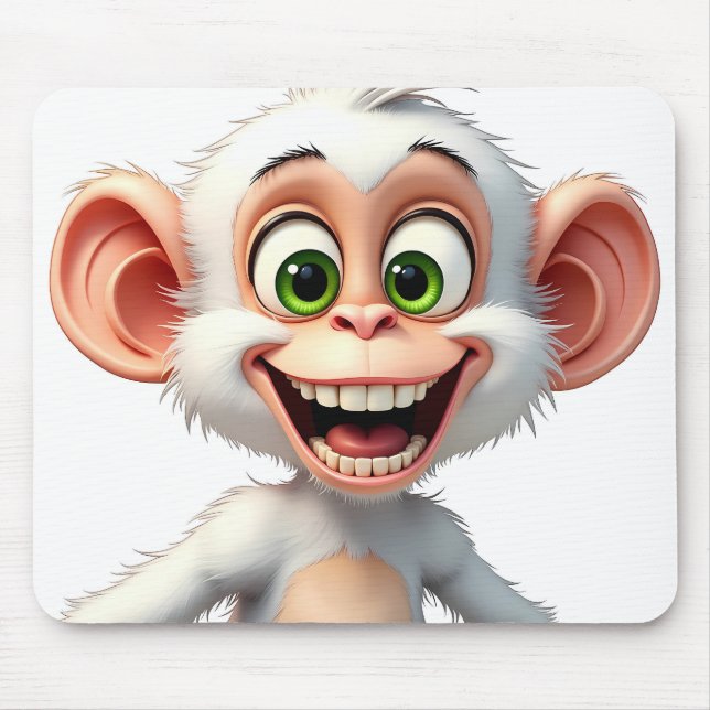 A smiling white African monkey Mouse Pad (Front)