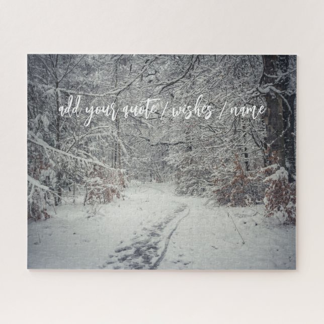 A snow-covered path through a winter forest jigsaw puzzle (Horizontal)