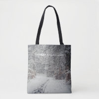 A snow-covered path through a winter forest